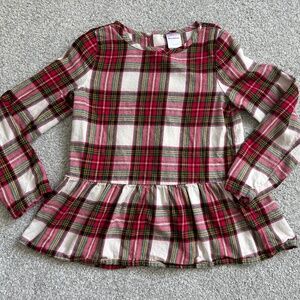 Hanna Andersson Plaid Flannel Peplum Top